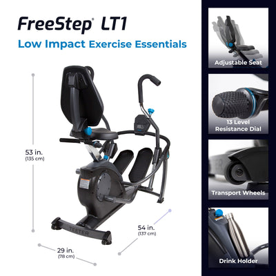 Teeter 106.9lb FreeStep LT1 Recumbent Cross Trainer & Elliptical, Black (Used) - VMInnovations