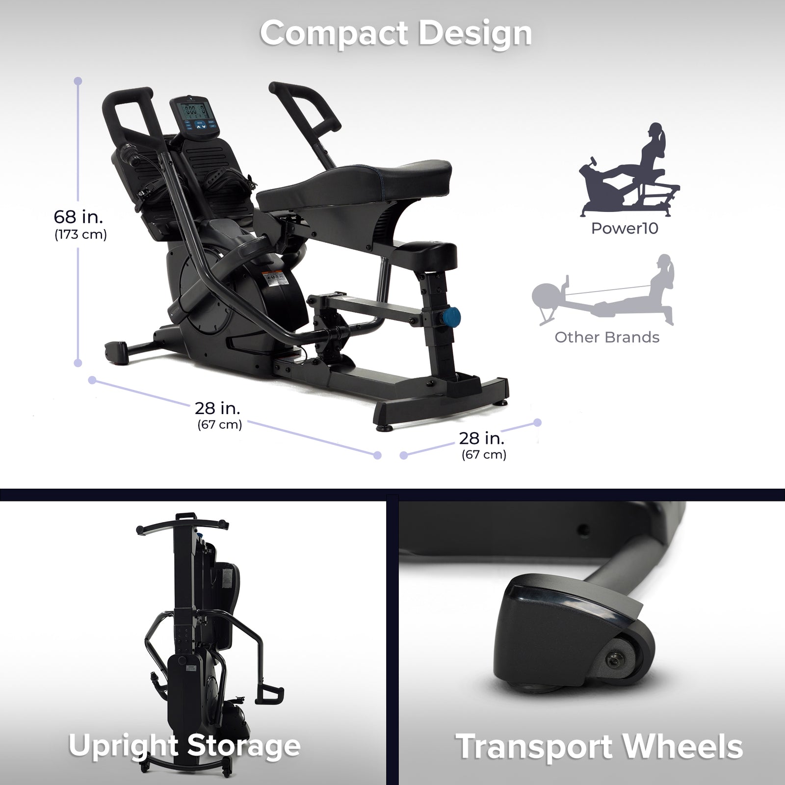 TEETER Power10 Elliptical Rower Magnetic Resistance Workout Machine w/ Bluetooth - VMInnovations
