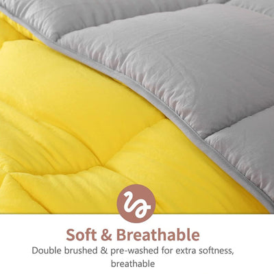 APSMILE Reversible Full/Queen Soft Microfiber Comforter, Yellow/Gray (Open Box) - VMInnovations