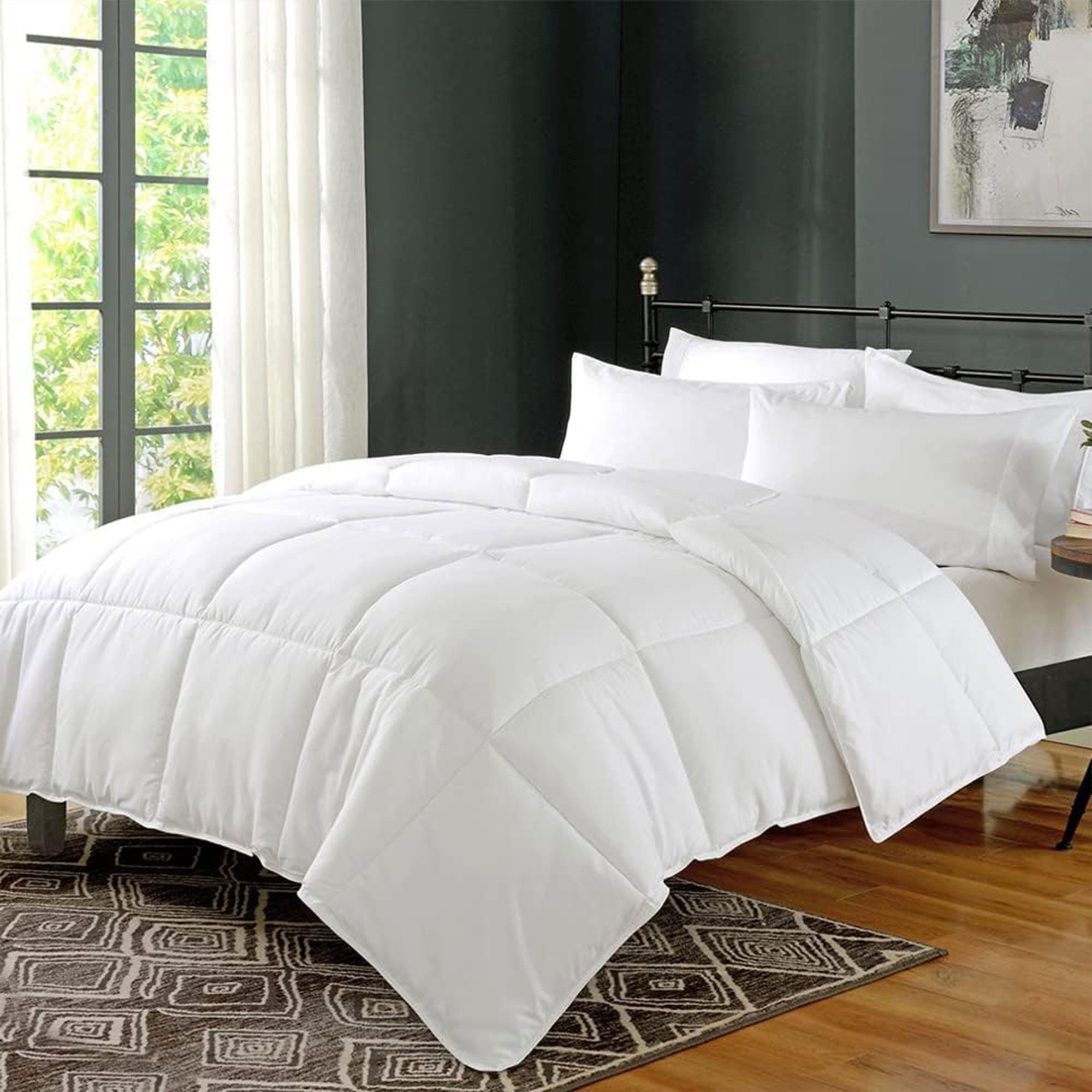 APSMILE Reversible Full/Queen Soft Microfiber All White Bed Comforter (Open Box) - VMInnovations