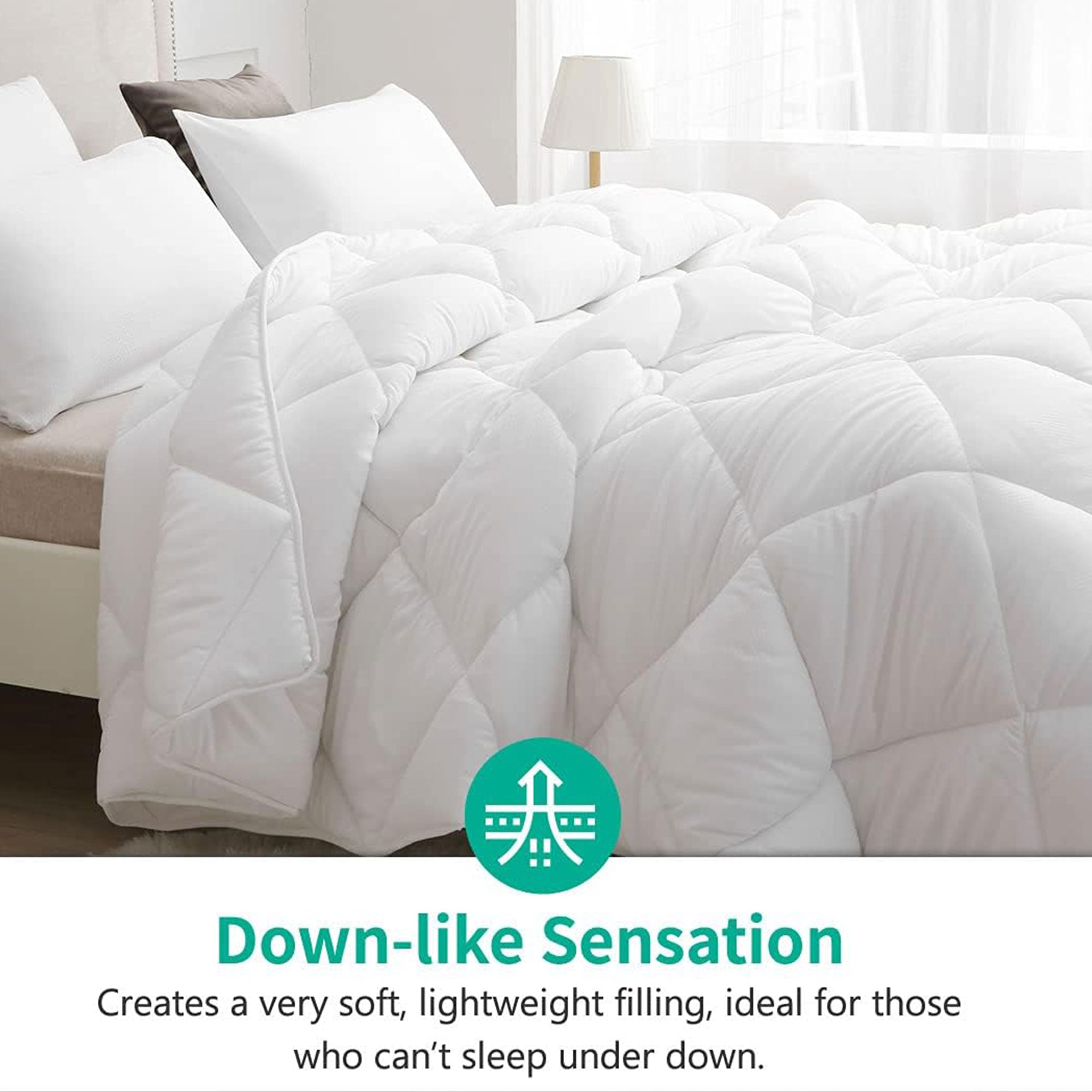 APSMILE Reversible Full/Queen Soft Microfiber All White Bed Comforter (Open Box) - VMInnovations