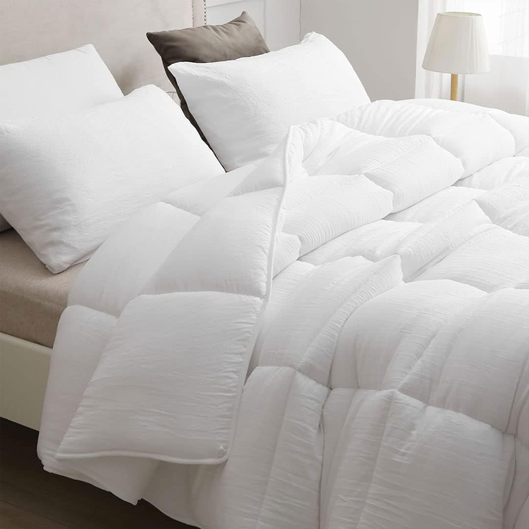 APSMILE Reversible Full/Queen Ultra Soft Microfiber All White Bed Comforter