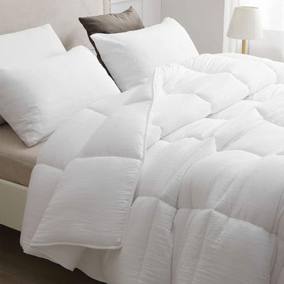 APSMILE Reversible Full/Queen Soft Microfiber All White Bed Comforter (Open Box) - VMInnovations