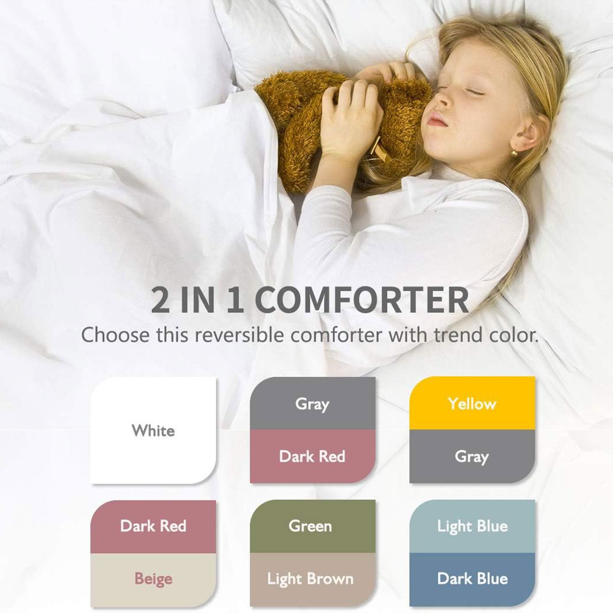APSMILE Reversible All Season Down Full Queen Comforter, Light Blue (Open Box) - VMInnovations