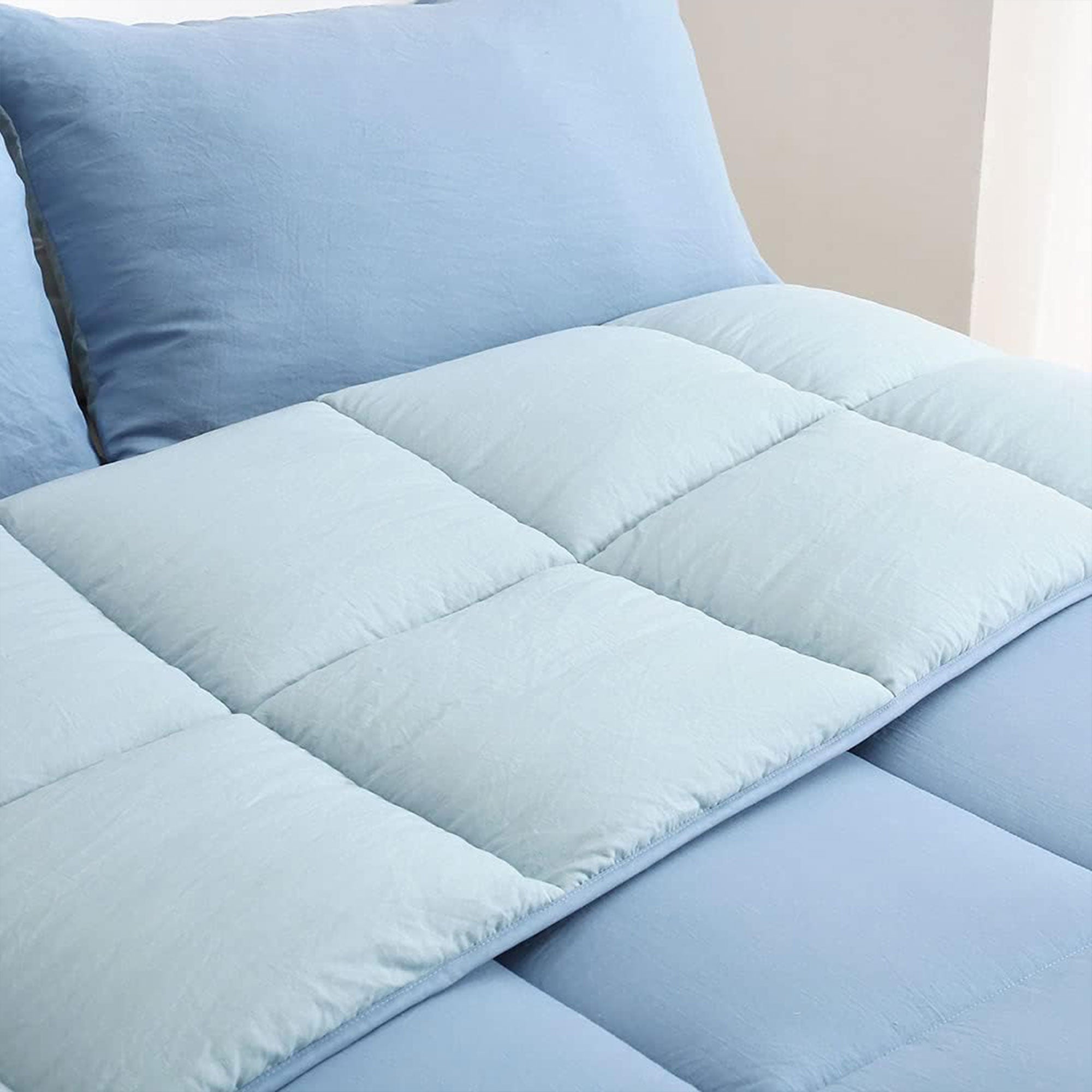 APSMILE Reversible All Season Down Full Queen Comforter, Light Blue (Open Box) - VMInnovations