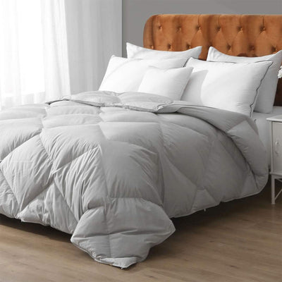 APSMILE 90"x106" King Sized All Season Feathers Down Cotton Comforter,Gray(Used) - VMInnovations