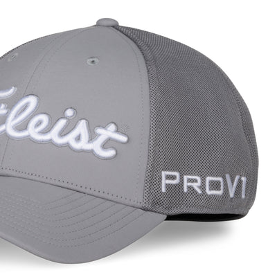 Titleist Tour Sports Small to Medium Mesh Standard Curve Bill Golf Cap Hat, Gray