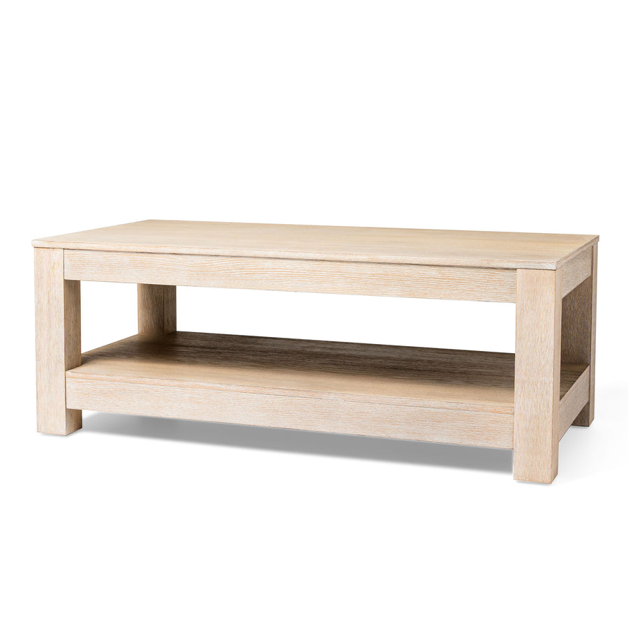 Maven Lane Paulo Wooden Coffee Table in Weathered White Finish (Used) - VMInnovations