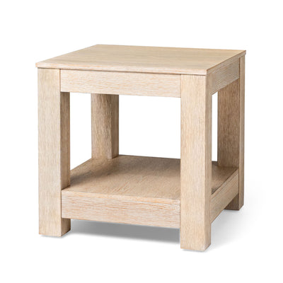 Maven Lane Paulo Wooden Side Table in Weathered White Finish (Used) - VMInnovations