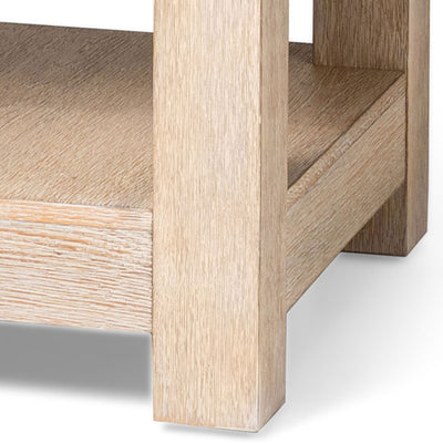 Maven Lane Paulo Wooden Side Table in Weathered White Finish (Used) - VMInnovations