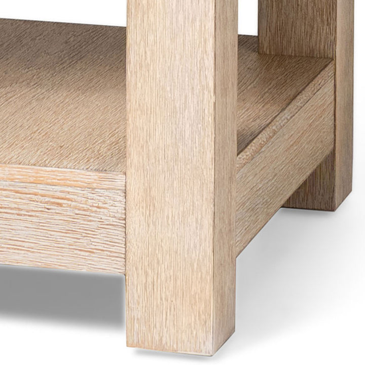 Maven Lane Paulo Wooden Side Table in Weathered White Finish (Used) - VMInnovations