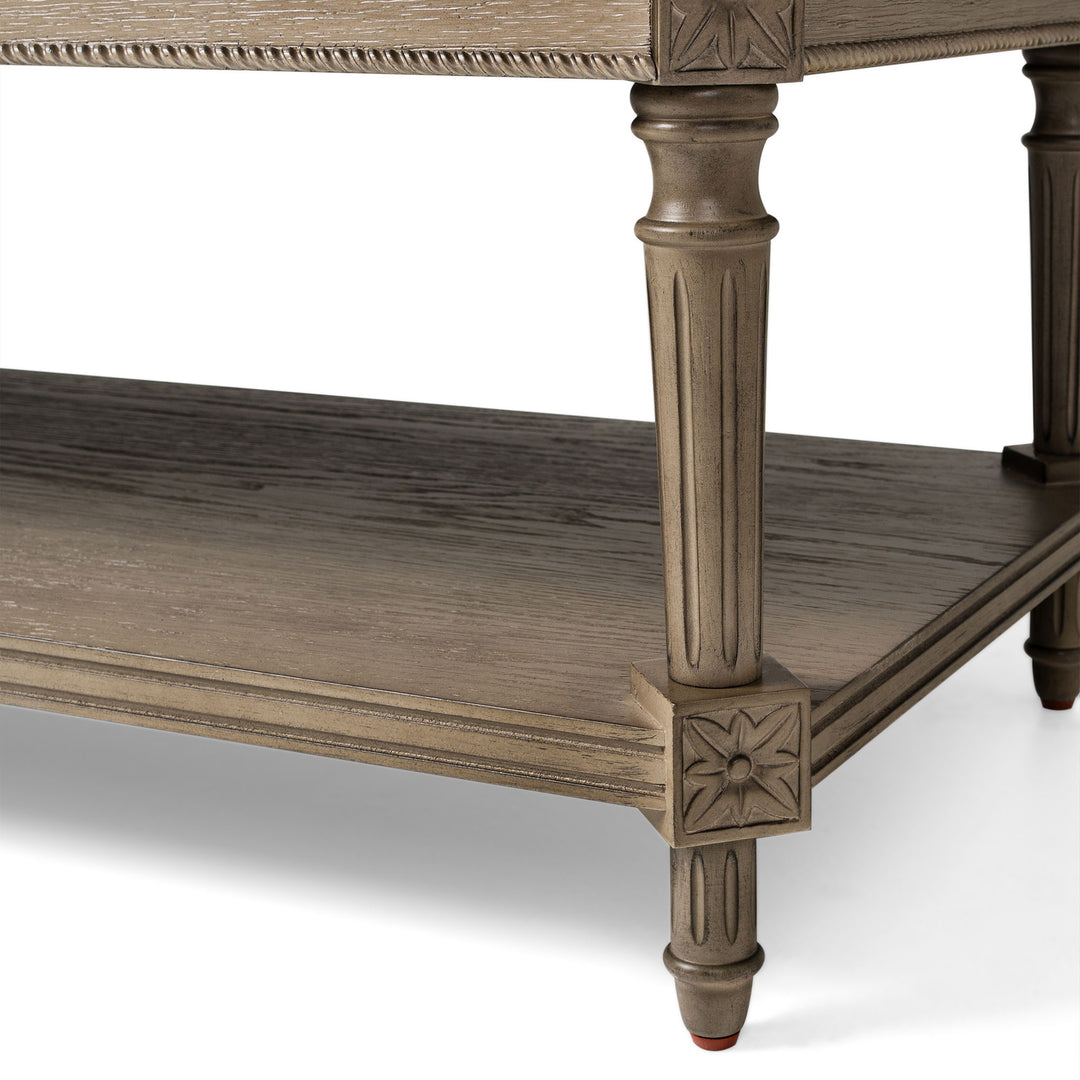 Maven Lane Pullman Traditional Wooden Coffee and 2 Side Tables, Antiqued Grey