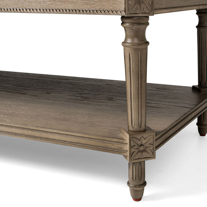 Maven Lane Pullman Traditional Wooden Coffee and 2 Side Tables, Antiqued Grey