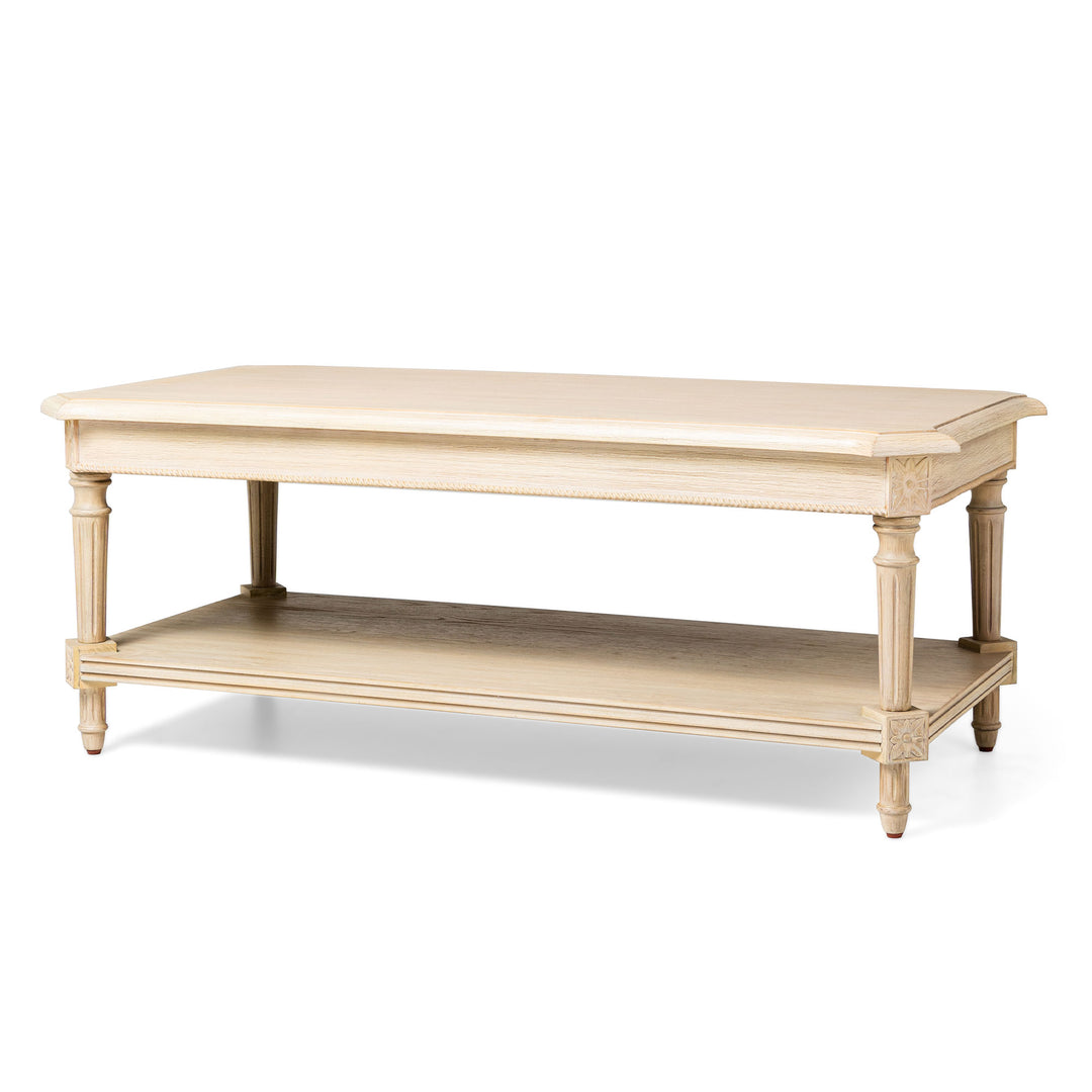 Maven Lane Traditional Rectangular Wooden Coffee Table, Antiqued White(Open Box) - VMInnovations