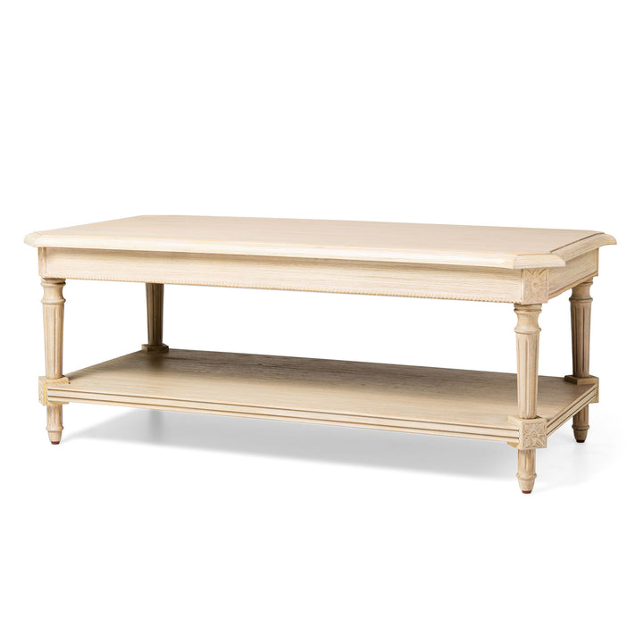 Maven Lane Traditional Rectangular Wooden Coffee Table, Antiqued White(Open Box) - VMInnovations