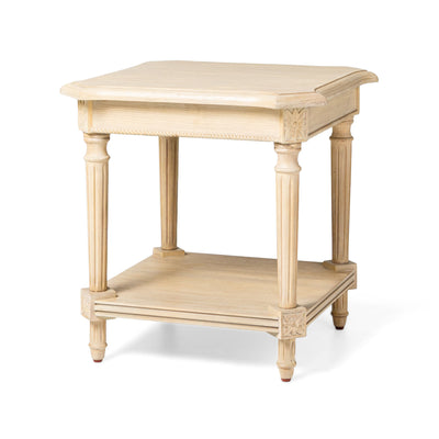 Pullman Traditional Square Wooden Side Table in Antiqued White Finish (Open Box)