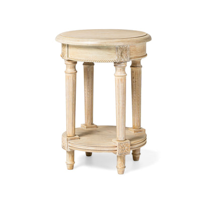 Maven Lane Traditional Wooden Side Table in Antiqued White Finish (Open Box)