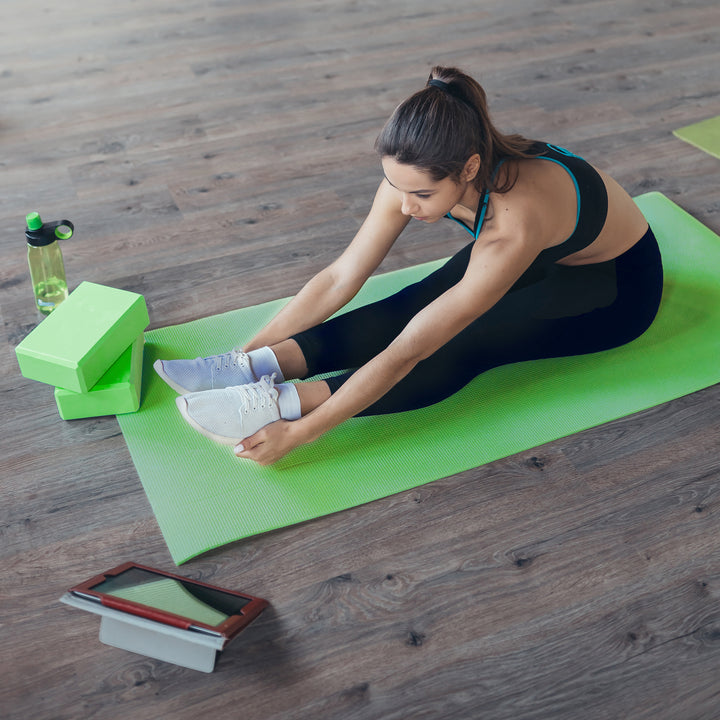BalanceFrom Fitness 7 Piece Yoga Set with Mat, Stretch Strap & Knee Pad, Green - VMInnovations
