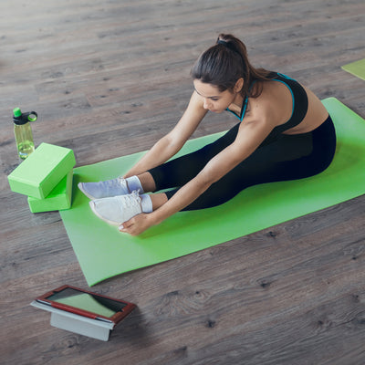 BalanceFrom 7pc Yoga Set with Mat, Stretch Strap & Knee Pad, Green (Open Box)