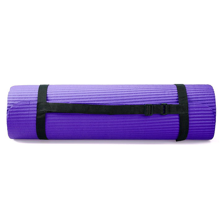 BalanceFrom Fitness 7pc Yoga Set with Mat, Stretch Strap & Knee Pad,Purple(Used)