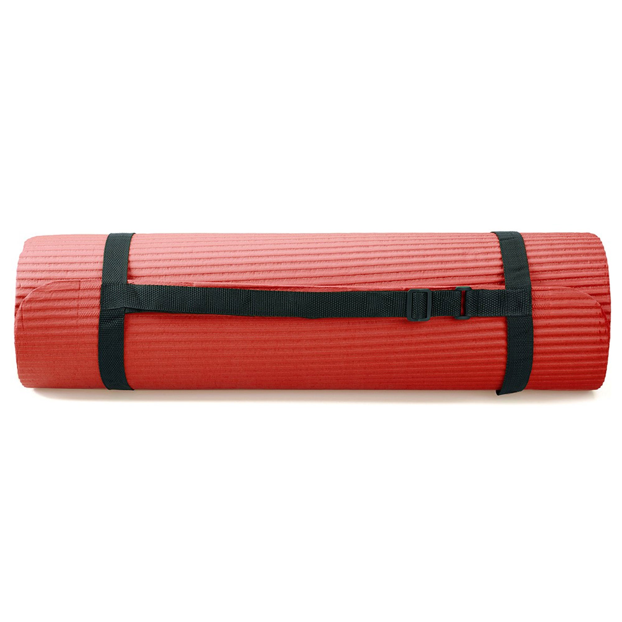 BalanceFrom Fitness 7pc Yoga Set with Mat, Stretch Strap & Knee Pad, Red (Used) - VMInnovations