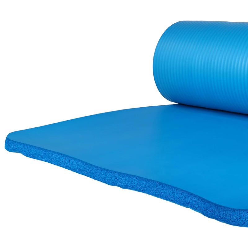 BalanceFrom Fitness 7 Piece Yoga Set with Mat, Stretch Strap & Knee Pad, Blue