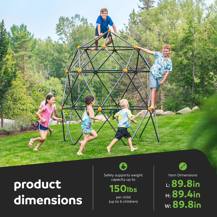 gobaplay Large Powder Coated Steel Geometric Climbing Dome with 3 Sleek Anchors (For Parts)