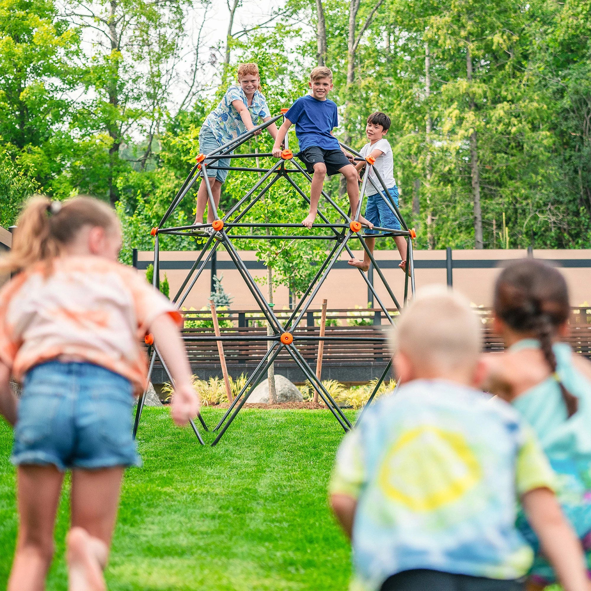 gobaplay Large Powder Coated Steel Geometric Climbing Dome with 3 Sleek Anchors (For Parts) - VMInnovations