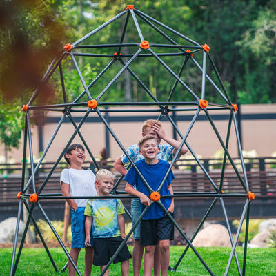 gobaplay Large Powder Coated Steel Geometric Climbing Dome with 3 Sleek Anchors