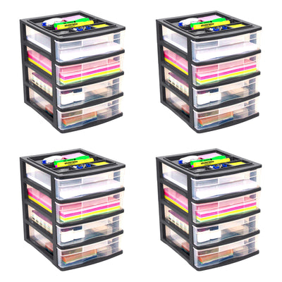 Gracious Living 4 Drawer Desktop Countertop Storage w/Organizer, Black (4 Pack) - VMInnovations