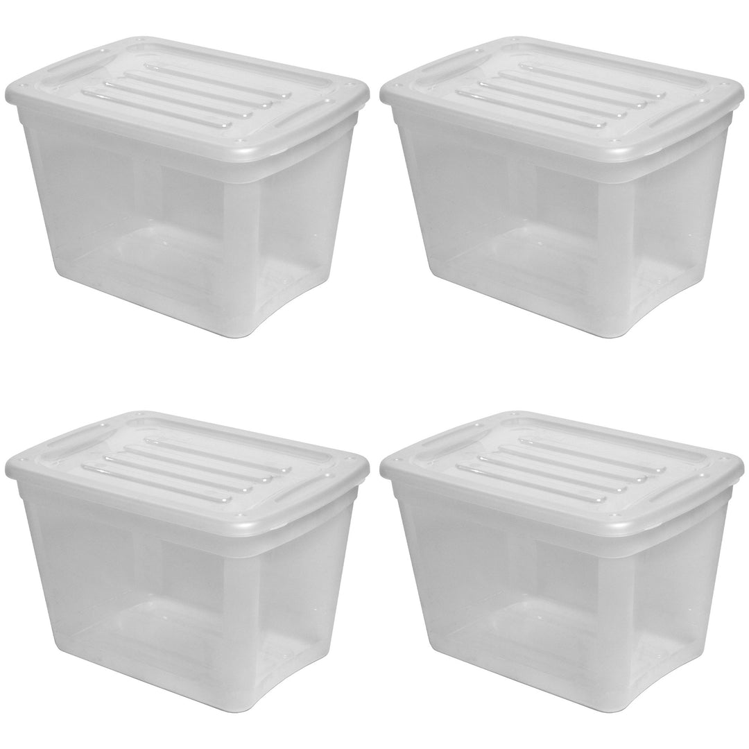 Gracious Living 10 gal Stackable Storage Container Bin w/Lid, Clear (4 Pack)