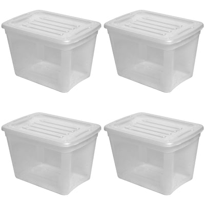 Gracious Living 10 gal Stackable Storage Container Bin w/Lid, Clear (4 Pack)