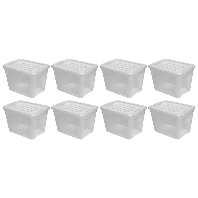 Gracious Living 10 gal Stackable Storage Container Bin w/Lid, Clear (8 Pack)
