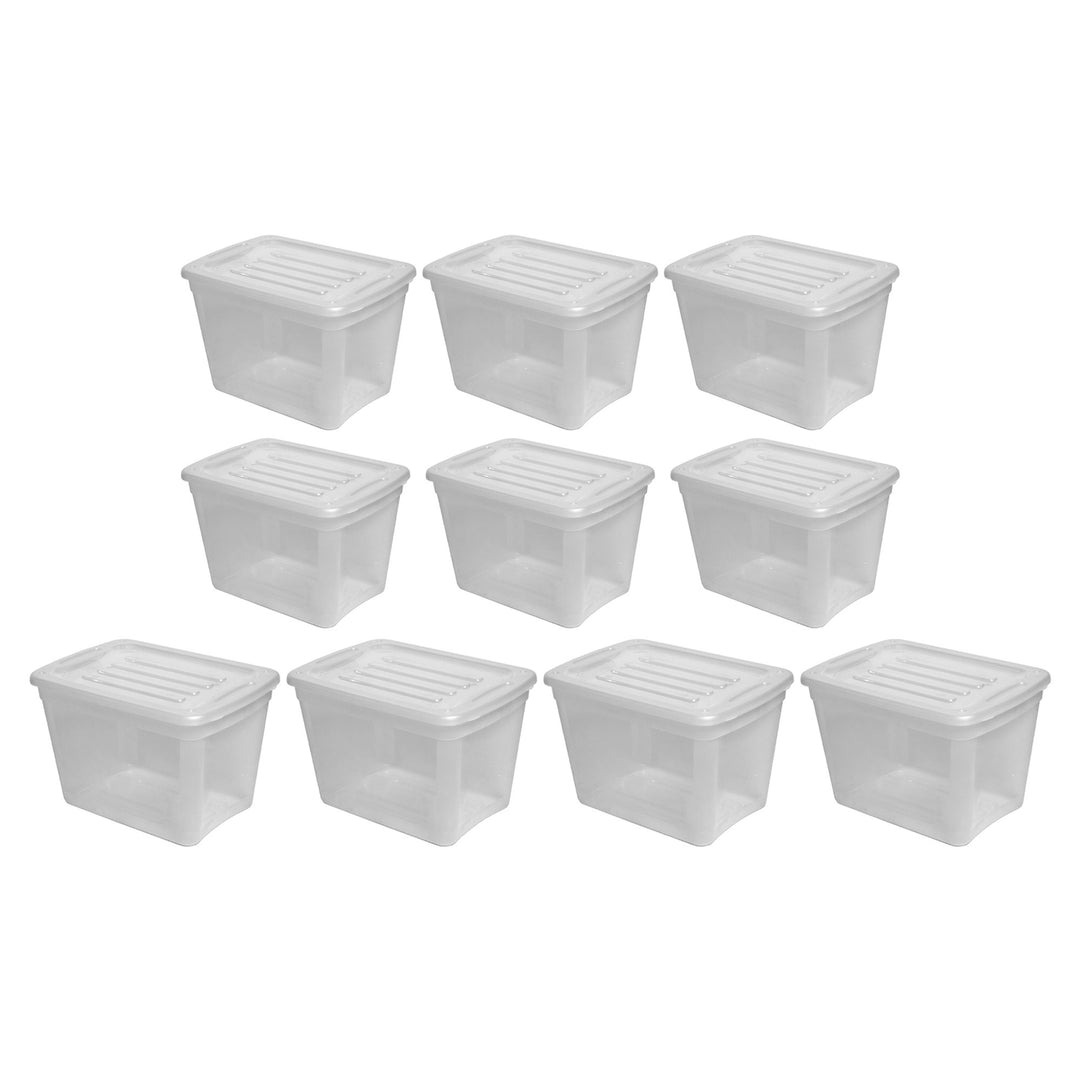 Gracious Living 10 gal Stackable Storage Container Bin w/Lid, Clear (10 Pack)