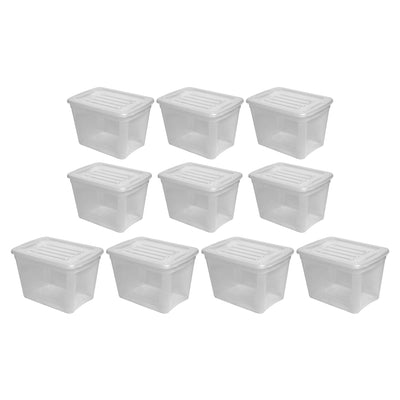 Gracious Living 10 gal Stackable Storage Container Bin w/Lid, Clear (10 Pack)