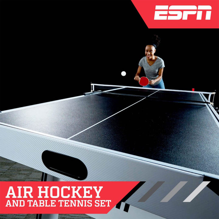 Rally and Roar 72'' Air Powered Hockey Arcade Game Table with Table Tennis Conversion Top