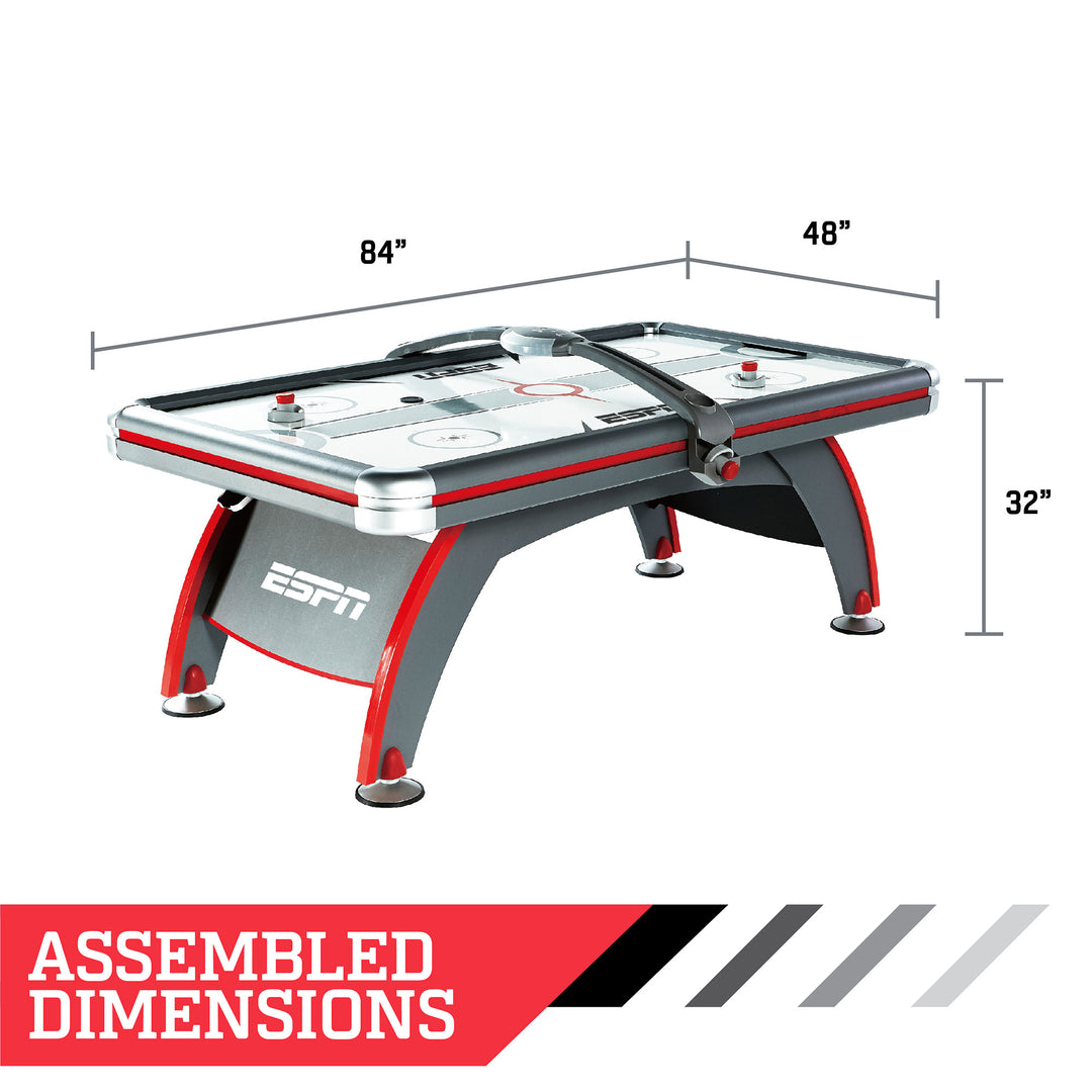 Rally and Roar 7 Foot Air Powered Hockey Table w/ Electronic Scorer, 2 Pucks and 2 Pushers