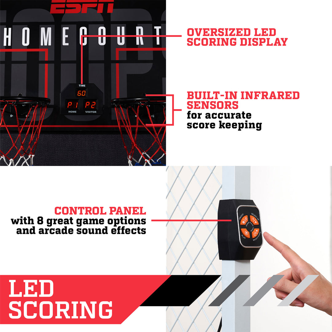 ESPN Ex Indoor Arcade Basketball Game for 2 Players with LED Scoring (Open Box)