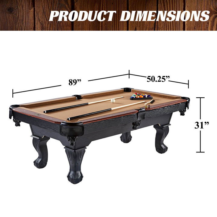 Barrington Billiards 7.5' Belmont Drop Pocket Table w/Pool Ball & Cue Stick Set