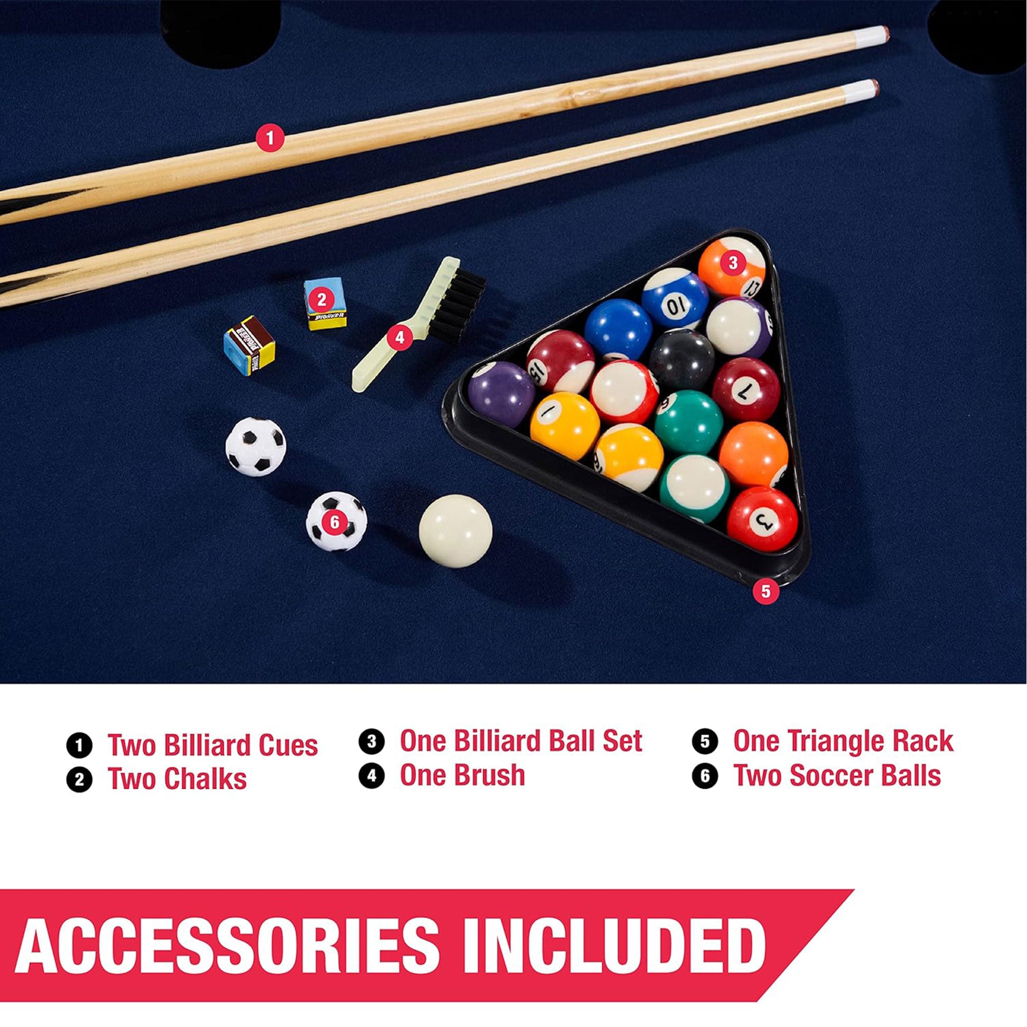 MD Sports 48 Inch 2 in 1 Billiards&Foosbal Swivel Table w/Accessories(For Parts)