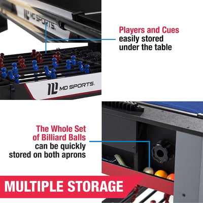 MD Sports 48" 2 in 1 Billiards and Foosbal Swivel Table w/Accessories (Open Box) - VMInnovations