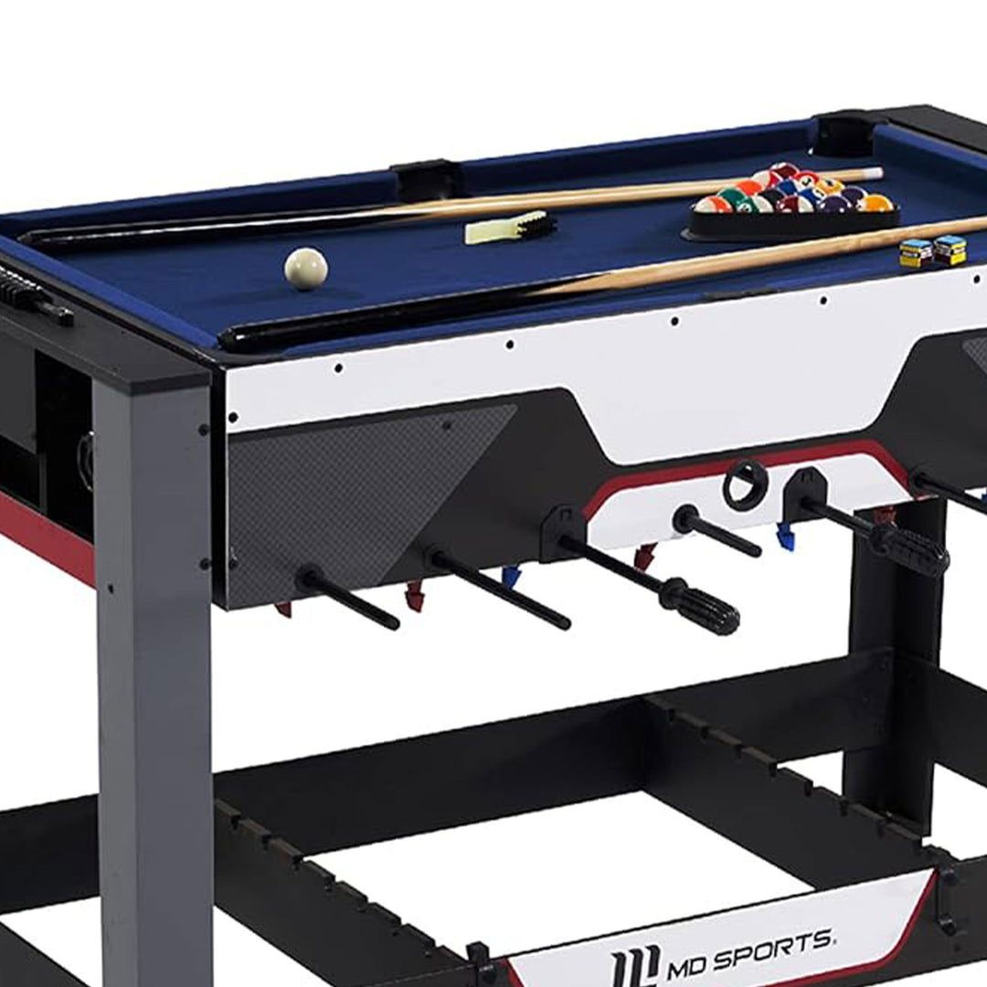 MD Sports 48 Inch 2 in 1 Billiards&Foosbal Swivel Table w/Accessories(For Parts)