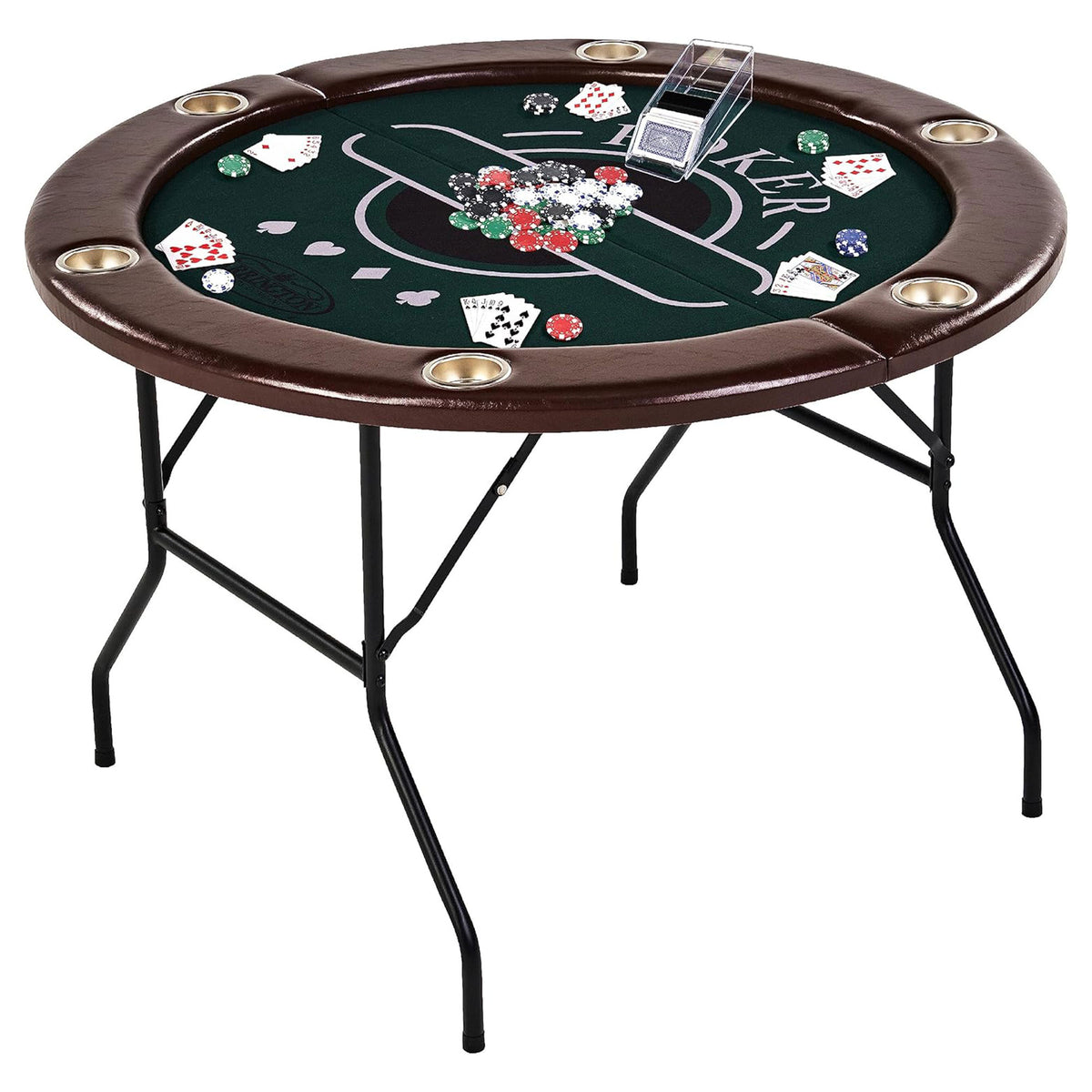 Barrington 6 Player Poker Table w/Rails, Cup Holders, Chips & Cards (Open Box)