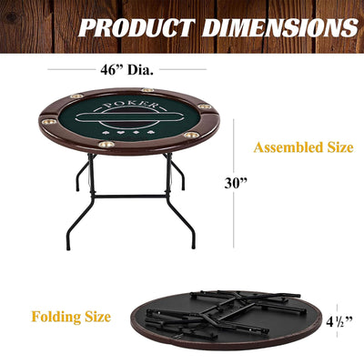 Barrington Billiards 6 Player Poker Table with Rails, Cup Holders, Chips & Cards