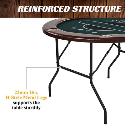 Barrington Billiards 6 Player Poker Table with Rails, Cup Holders, Chips & Cards