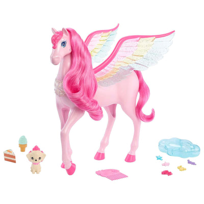 Barbie A Touch of Magic Pegasus Winged Horse and Puppy Toy and Accessories, Pink - VMInnovations