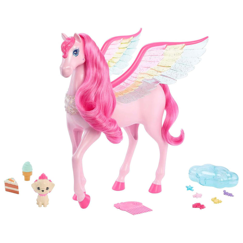 Barbie A Touch of Pegasus Winged Horse & Puppy Toy & Accessories, Pink(Open Box)