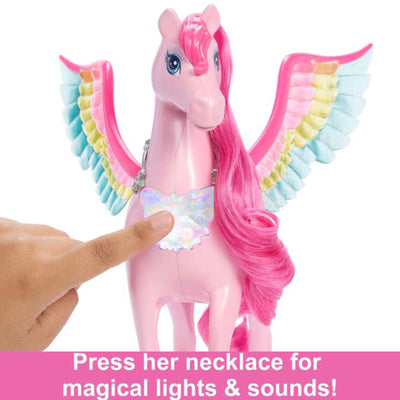 Barbie A Touch of Pegasus Winged Horse & Puppy Toy & Accessories, Pink(Open Box)