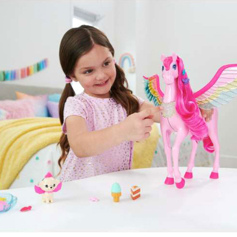 Barbie A Touch of Magic Pegasus Winged Horse and Puppy Toy and Accessories, Pink