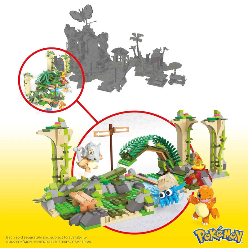 Mattel 1362 Piece Pokemon Building Jungle Voyage Toy Kit with 4 Action Figures